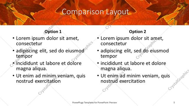 Comparison presentation slide layout