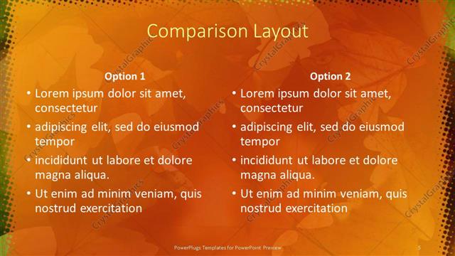 Comparison presentation slide layout