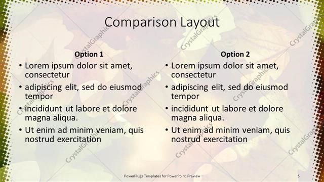 Comparison presentation slide layout