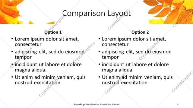 Comparison presentation slide layout