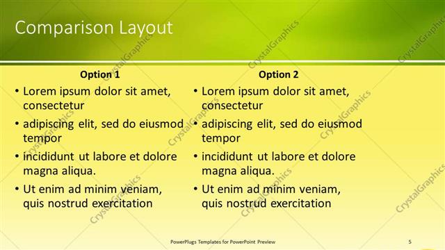 Comparison presentation slide layout