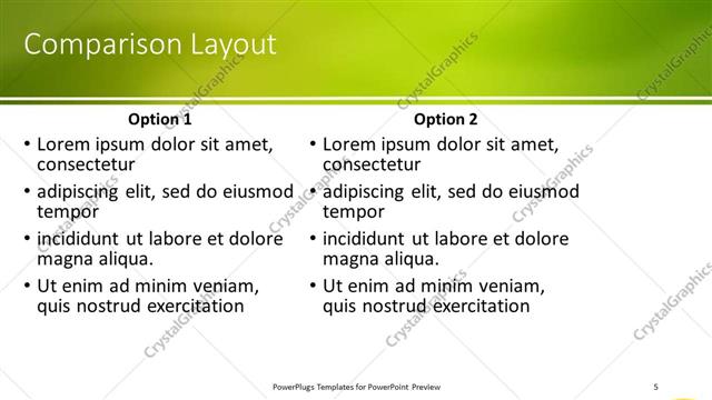 Comparison presentation slide layout