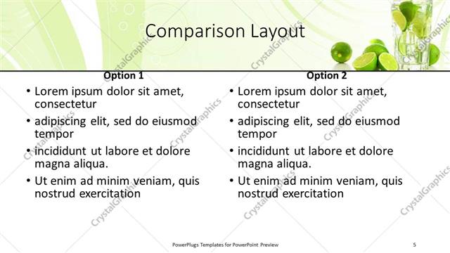 Comparison presentation slide layout