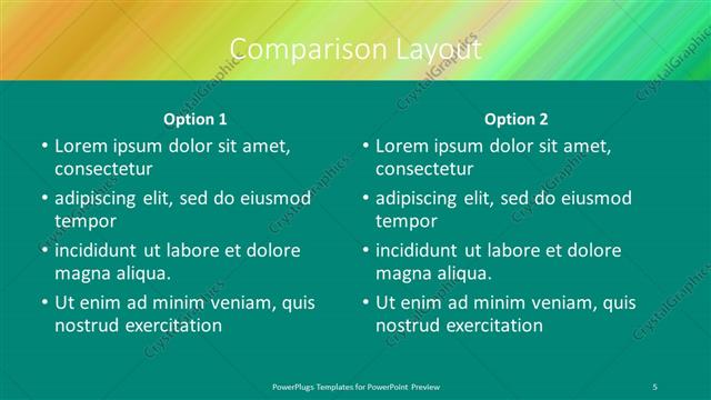 Comparison presentation slide layout