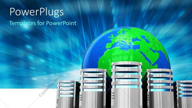  Presentation with machines - A number of machines with a globe in the background