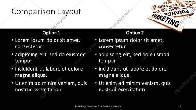 Comparison presentation slide layout