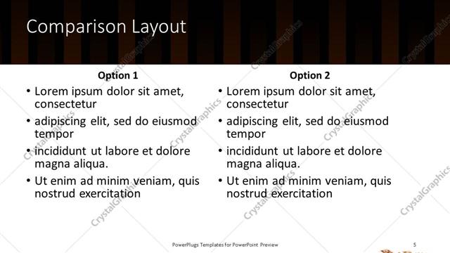 Comparison presentation slide layout