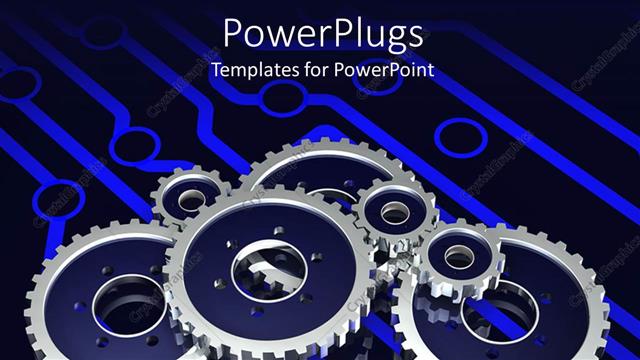  Presentation with metallic - A number of metallic gears attached to each other