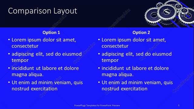 Comparison presentation slide layout