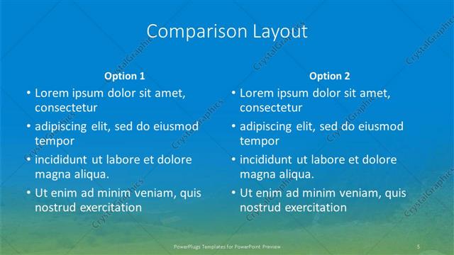 Comparison presentation slide layout