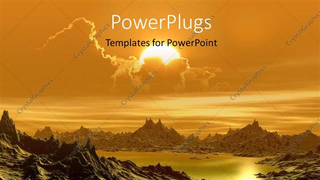  Presentation with nature river - A number of mountains with a river and sun in the background