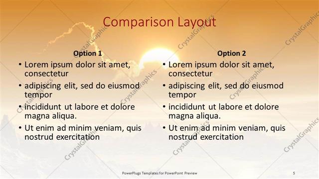 Comparison presentation slide layout