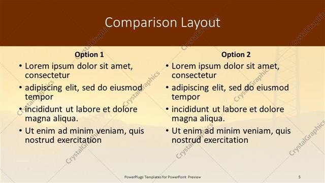 Comparison presentation slide layout