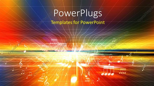  Presentation with music - A number of music signs with multicolored background and place for text