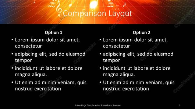 Comparison presentation slide layout