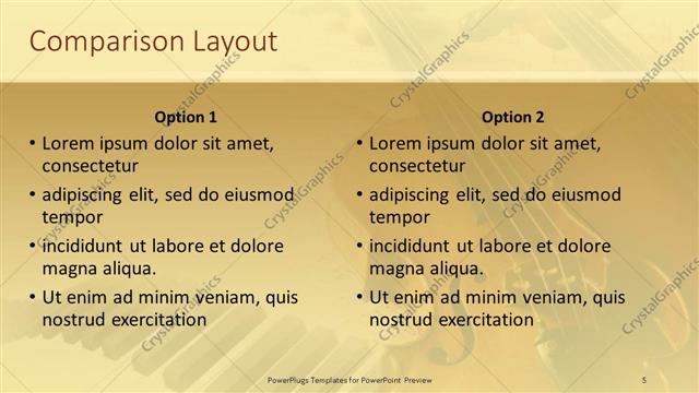 Comparison presentation slide layout