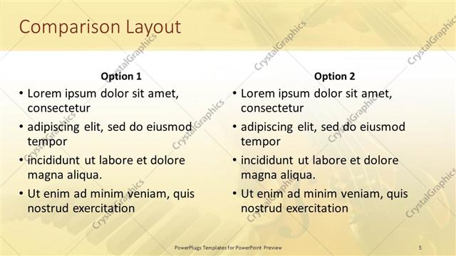 Comparison presentation slide layout