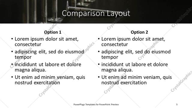 Comparison presentation slide layout