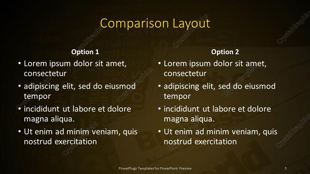 Comparison presentation slide layout