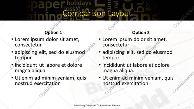 Comparison presentation slide layout