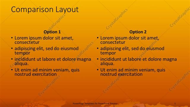 Comparison presentation slide layout