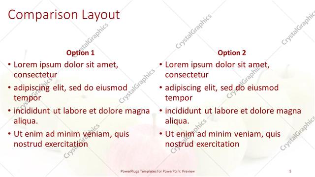 Comparison presentation slide layout