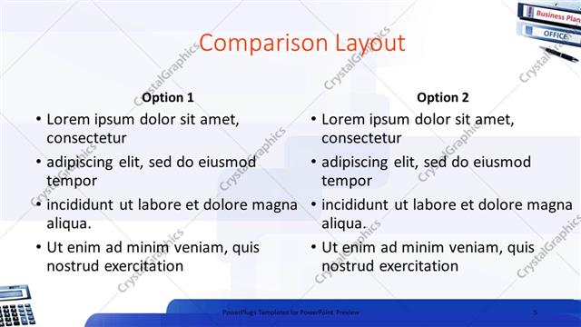 Comparison presentation slide layout