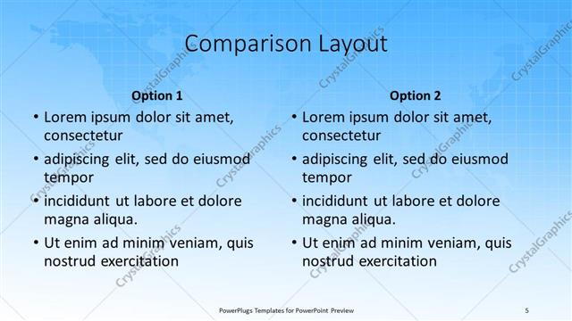 Comparison presentation slide layout
