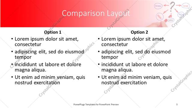 Comparison presentation slide layout