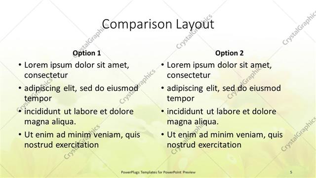Comparison presentation slide layout