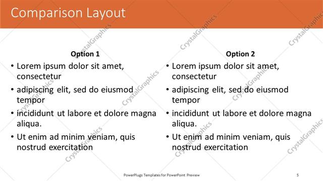 Comparison presentation slide layout