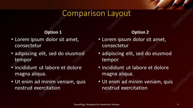Comparison presentation slide layout