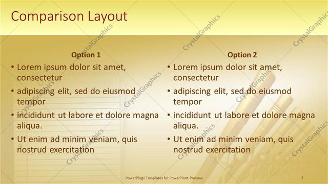 Comparison presentation slide layout
