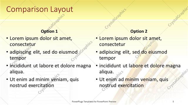 Comparison presentation slide layout