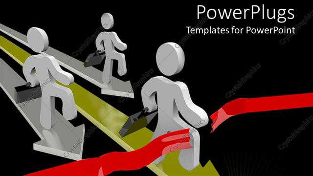  Presentation with competition - A number of people on arrows with blackish background