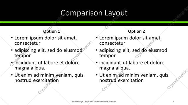 Comparison presentation slide layout