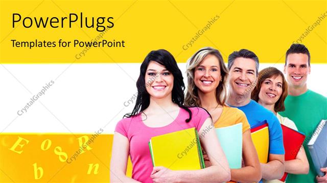  Presentation with students - A number of people being happy with yellowish background