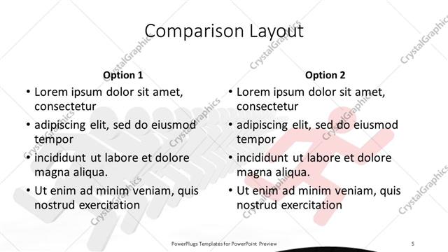 Comparison presentation slide layout
