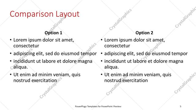 Comparison presentation slide layout