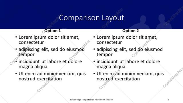 Comparison presentation slide layout
