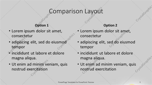 Comparison presentation slide layout