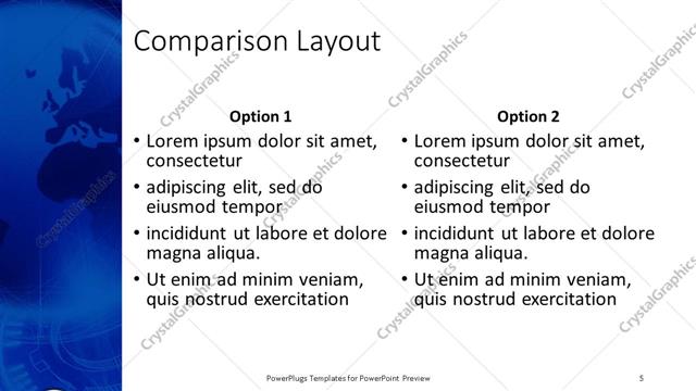 Comparison presentation slide layout