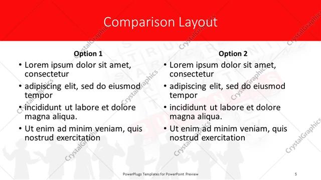 Comparison presentation slide layout