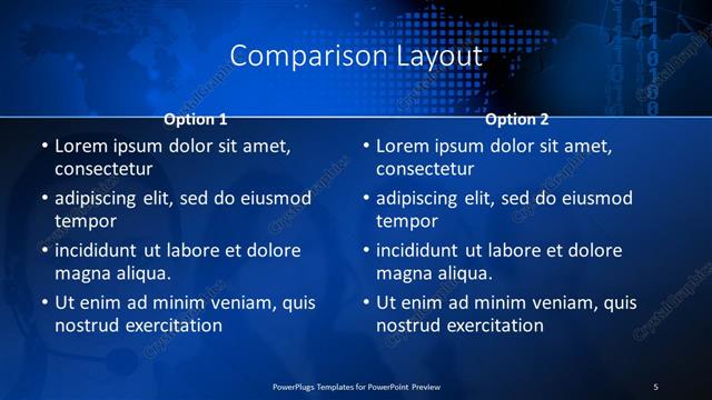 Comparison presentation slide layout