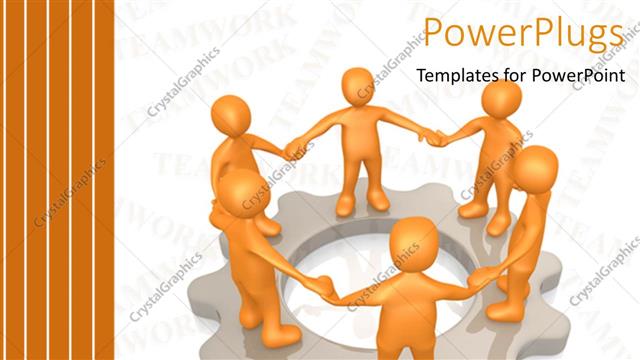  Presentation with circle - A number of people in a circle on a gear