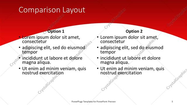 Comparison presentation slide layout