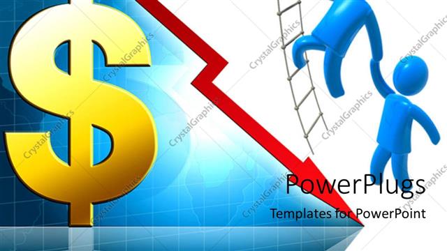  Presentation with climbing - A number of people climbing the ladder with dollar sign in the background