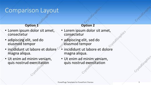 Comparison presentation slide layout