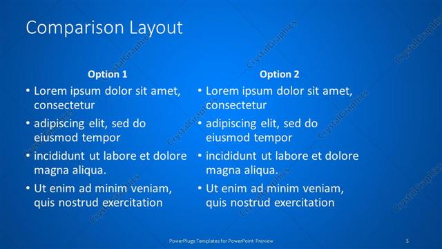 Comparison presentation slide layout