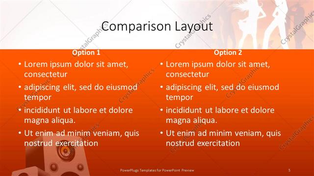 Comparison presentation slide layout